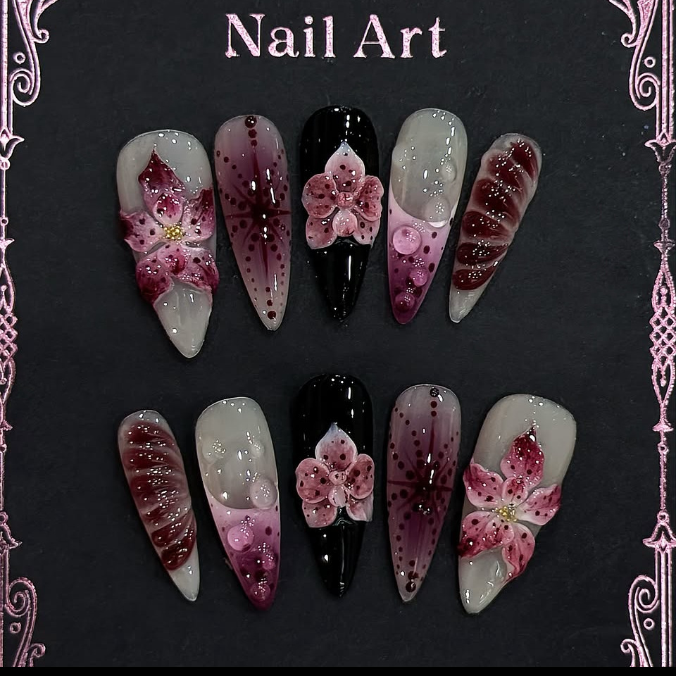 Drip Tip Resin - 24 шт. черных градиентных накладных ногтей